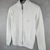 Firetrap Jumper Mens Large L knitted Y2K Full Zip Ivory Cardigan